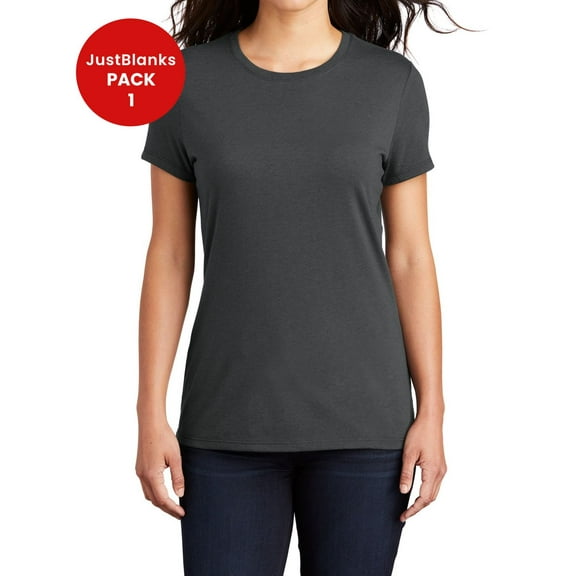 JustBlanks Ladies Perfect Tri Shoulder to shoulder taping Crew T Shirt