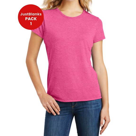 JustBlanks Ladies Perfect Tri Shoulder to shoulder taping Crew T Shirt