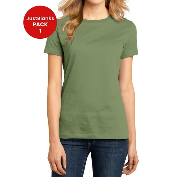 JustBlanks Ladies Perfect Weight 32 singles Shoulder to shoulder taping Crew Neck T Shirt