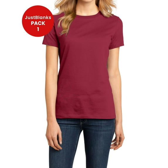 JustBlanks Ladies Perfect Weight 32 singles Shoulder to shoulder taping Crew Neck T Shirt