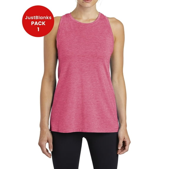 JustBlanks Women Tri Blend Racerback Wicking Tank with PosiCharge Tech