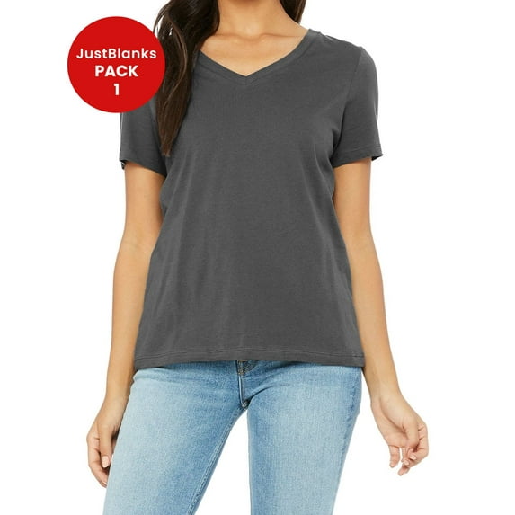 JustBlanks Ladies Relaxed Jersey V Neck T Shirt