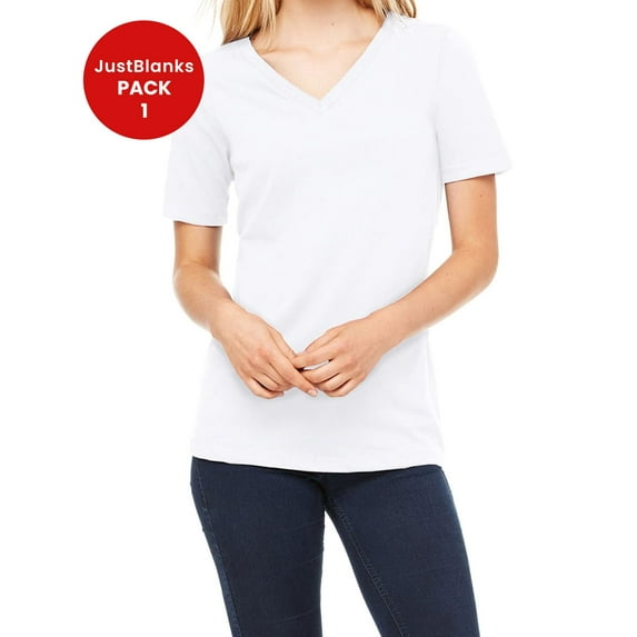 JustBlanks Ladies Relaxed Jersey V Neck T Shirt