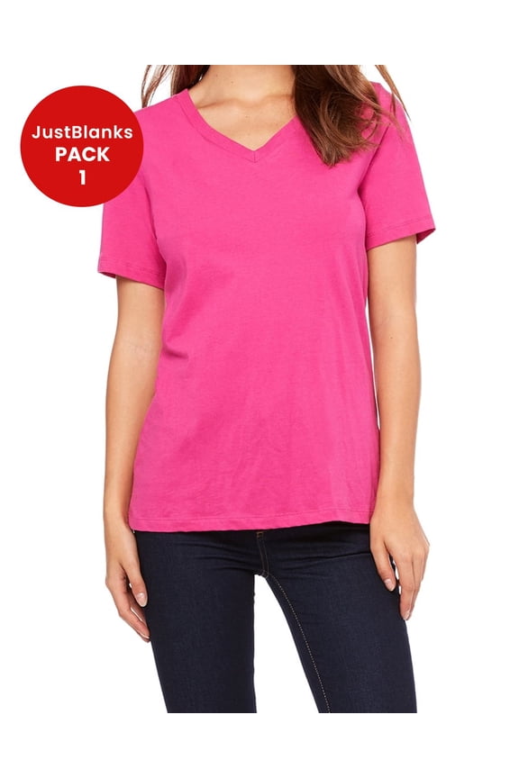 Ladies Relaxed Jersey V Neck T Shirt