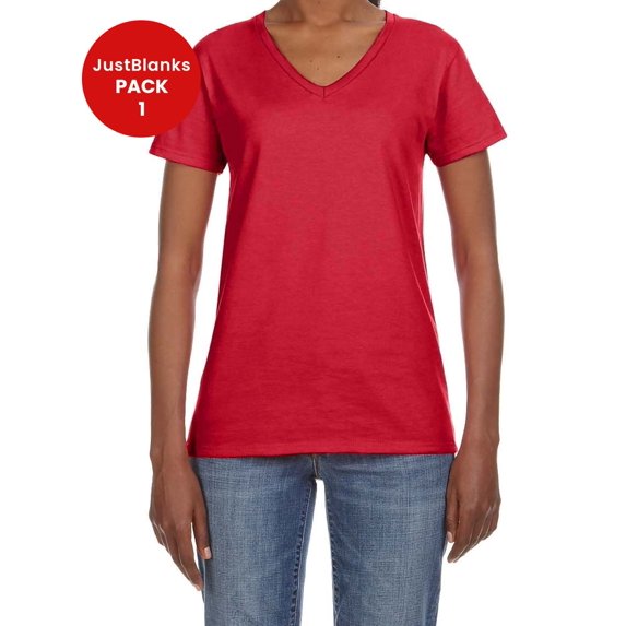 JustBlanks Ladies Ring Spun Cotton V Neck T Shirt