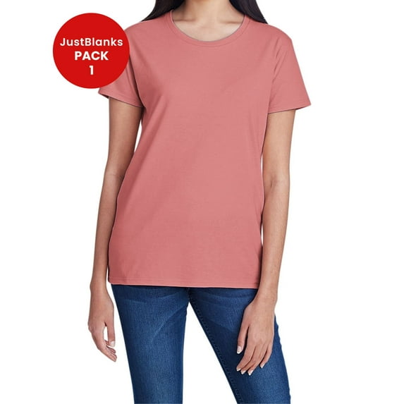 JustBlanks Ladies 100 Combed Ring Spun Cotton T Shirt Seamed Collar Shoulder to Shoulder Tape