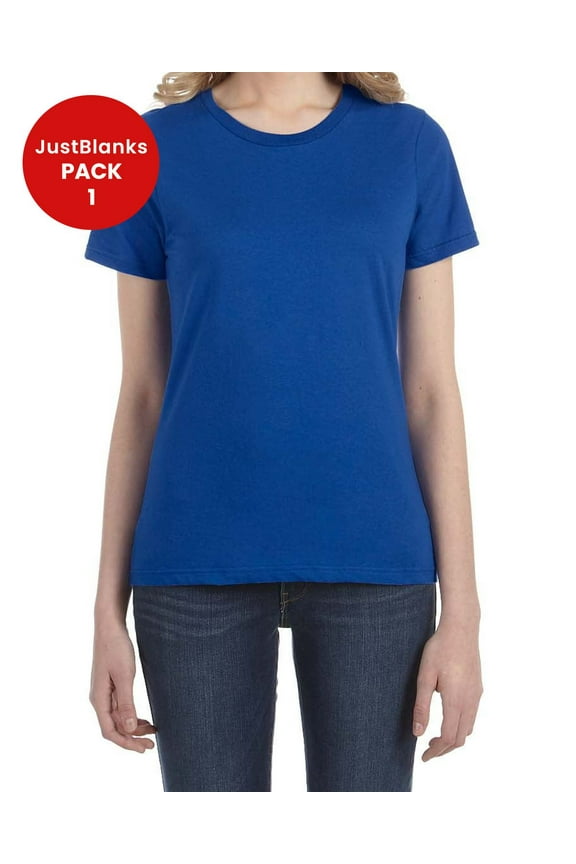 Ladies 100 Combed Ring Spun Cotton T Shirt Seamed Collar Shoulder to Shoulder Tape