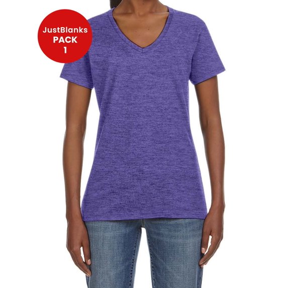 JustBlanks Ladies Ring Spun Cotton V Neck T Shirt