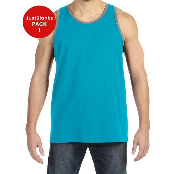 JustBlanks Lightweight Ringer Tank Top Semi Fitted Double Needle Stitching on Bottom Hem