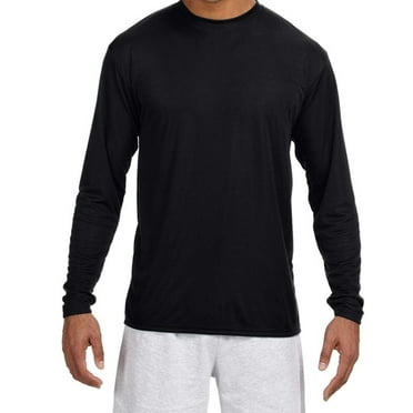 JustBlanks Long Sleeve Cooling Performance Crew Shirt, Black, 2X