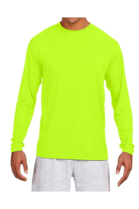 Mens Crew Neck T Shirt Long Sleeve Cooling Performance