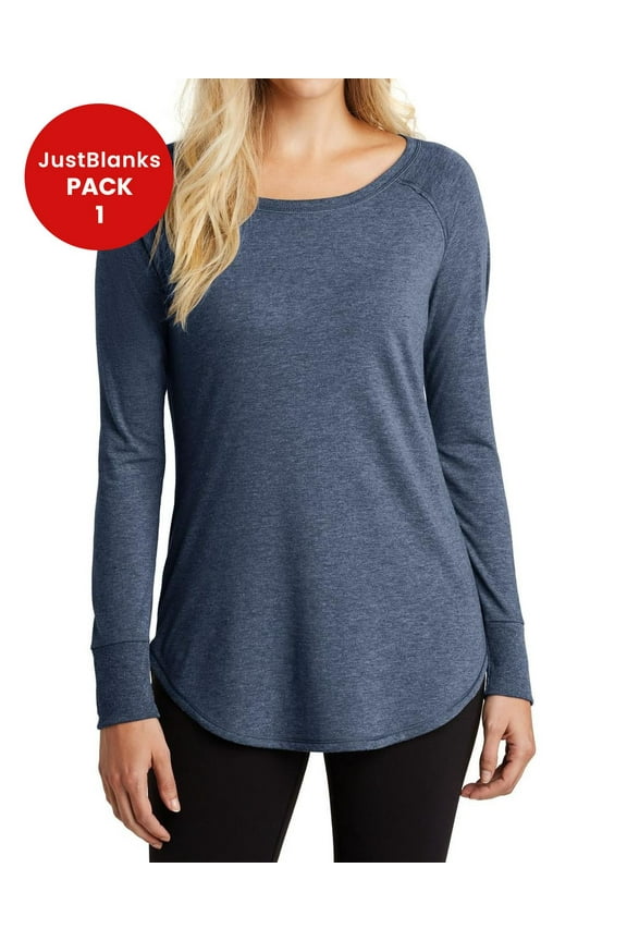 Women Tri Long Sleeve Tunic Lightweight Soft Crew