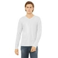 thumbnail image 1 of JustBlanks Long Sleeve V Neck Tee Rib Cuffs And Waistband Side Seams, WHT FLCK TRIBLND, S, 1 of 1