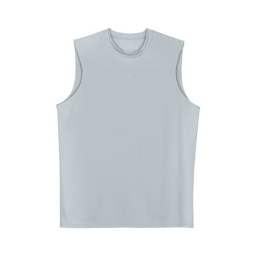JustBlanks MENS COOLING PERFORMANCE MUSCLE T SHIRT, SILVER, L