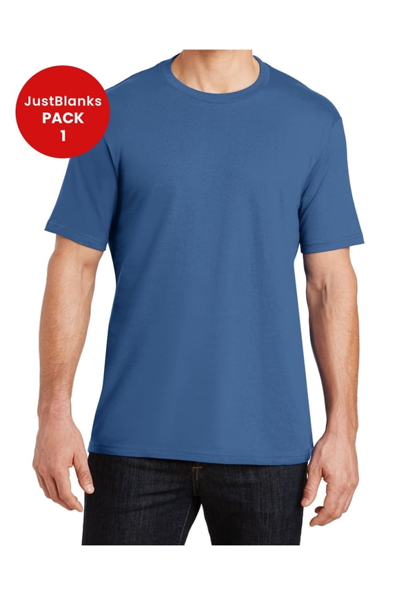 Men's An Effortless Perfect Weight Short Sleeve T-Shirt Shoulder to Shoulder Taping 100% Combed Cotton Crew Neck T-Shirt for Men - Maritime Blue - 4X-Large