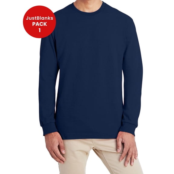 JustBlanks Hammer Long Sleeve T Shirt Modern Classic Fit Taped Neck Rib Collar