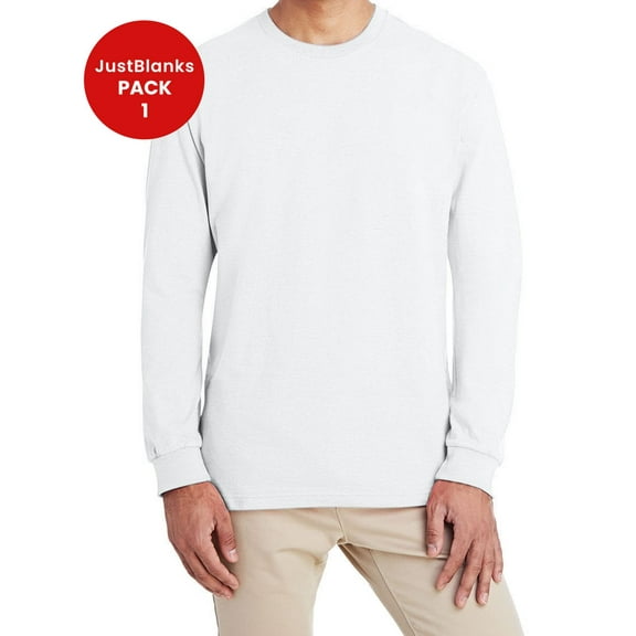 JustBlanks Hammer Long Sleeve T Shirt Modern Classic Fit Taped Neck Rib Collar