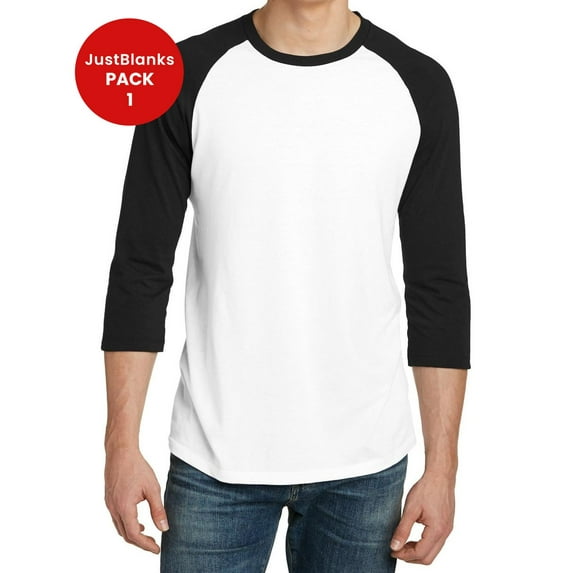 JustBlanks Very Important Tee 3/4 Sleeve Raglan Slightly slimmer body Back neck tape Straight hem