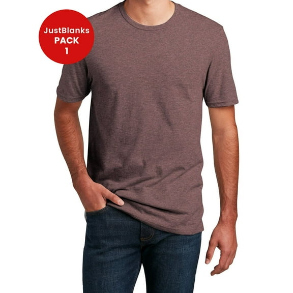 JustBlanks Mens Perfect Blend Crew Neck T Shirt Shoulder to shoulder taping 1x1 rib knit neck