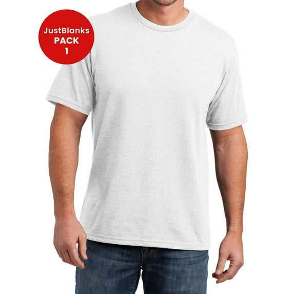 JustBlanks Mens Perfect Blend Crew Neck T Shirt Shoulder to shoulder taping 1x1 rib knit neck