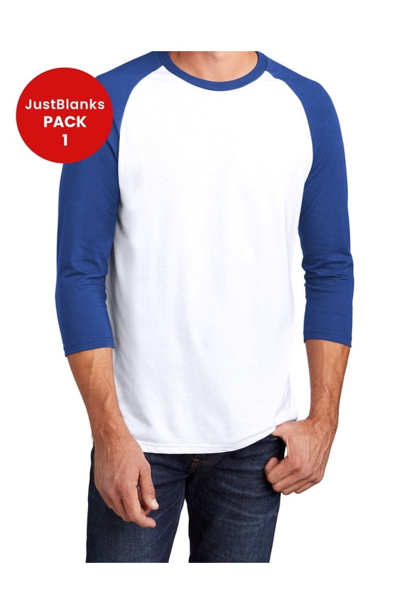 Mens Perfect Tri 3/4 Sleeve Raglan Back neck tape 4.5 oz. Weight T Shirt