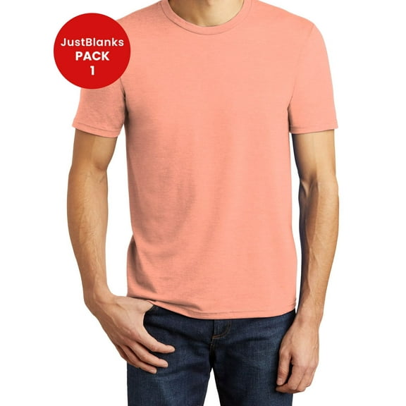 JustBlanks Mens Perfect Tri Shoulder to shoulder taping 1x1 rib knit neck Crew Neck T Shirt