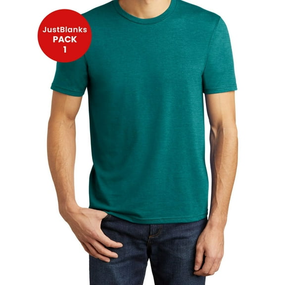 JustBlanks Mens Perfect Tri Shoulder to shoulder taping 1x1 rib knit neck Crew Neck T Shirt