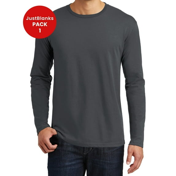 JustBlanks Mens Lightweight Long Sleeve Cotton Tee Comfortable Fit Durable Rib Knit Collar