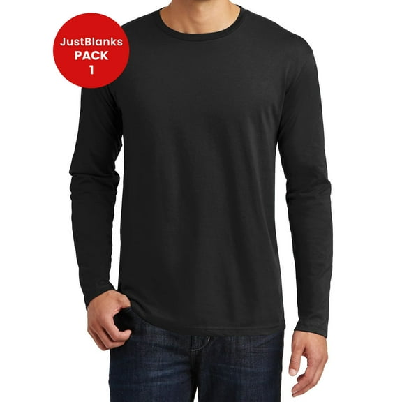 JustBlanks Mens Lightweight Long Sleeve Cotton Tee Comfortable Fit Durable Rib Knit Collar