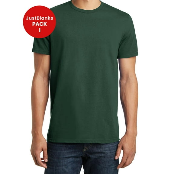 JustBlanks Men's Short Sleeve Concert Tee 4.5-ounce, 100% Soft Spun Cotton Slightly Slimmer Body Jersey Crew Neck Tee Shirt for Men - Forest Green - 4X-Large