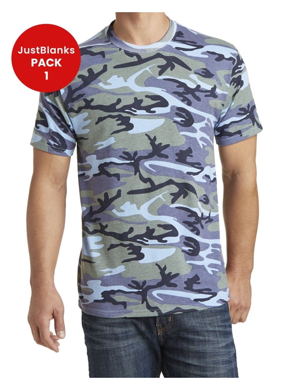 Core Cotton Camo T Shirt for Comfort Relabeling Rib Knit Collar Back Neck Tape