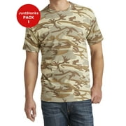JustBlanks Core Cotton Camo T Shirt for Comfort Relabeling Rib Knit Collar Back Neck Tape