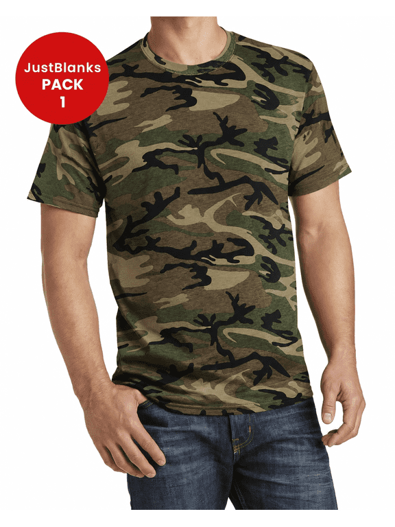 Core Cotton Camo T Shirt for Comfort Relabeling Rib Knit Collar Back Neck Tape