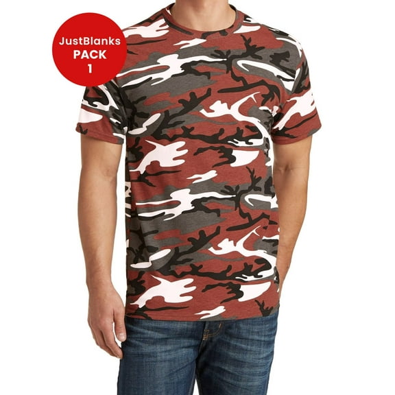 JustBlanks Core Cotton Camo T Shirt for Comfort Relabeling Rib Knit Collar Back Neck Tape