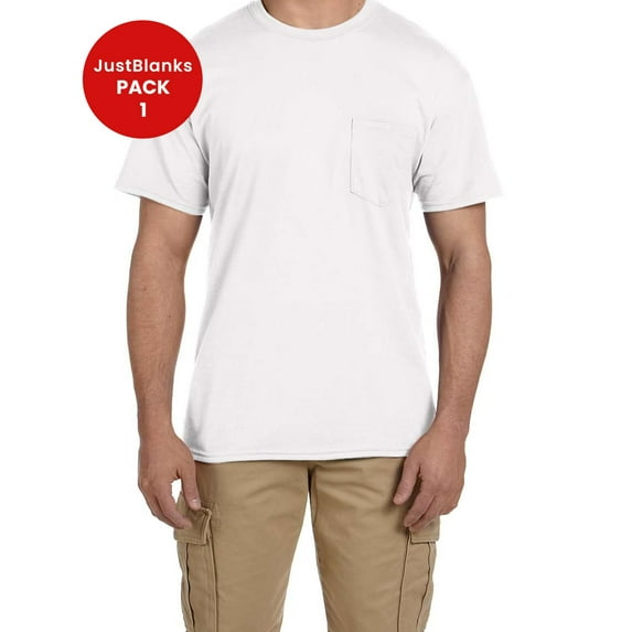 JustBlanks DryBlend Pocket T Shirt Classic Width Rib Collar Taped Neck