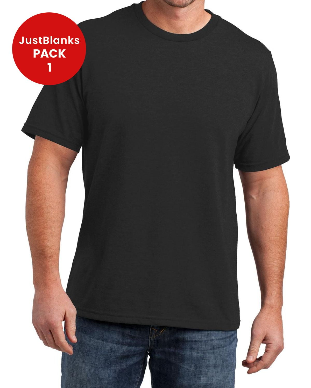 JustBlanks Men's Perfect Blend Crew Neck T-Shirt Shoulder to shoulder ...