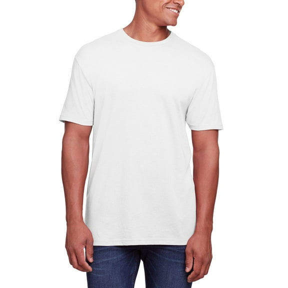 JustBlanks Men's Softstyle CVC T-Shirt Double Needle Sleeve And Bottom Hem, WHITE, XS