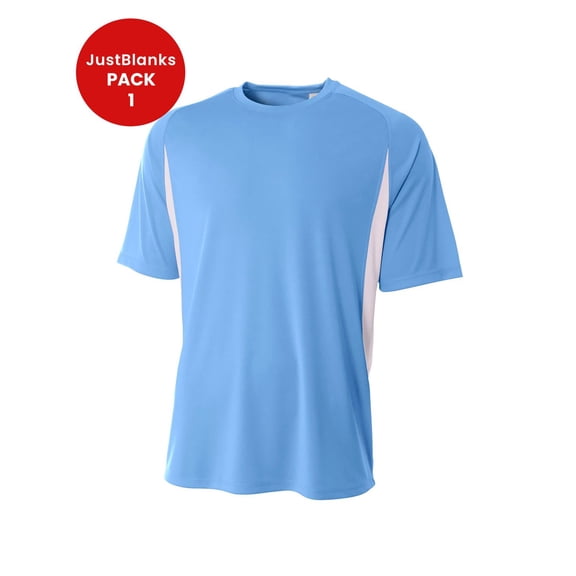 JustBlanks Mens Athletic T Shirt Short Sleeve Cooling Performance Color Blocked Crewneck