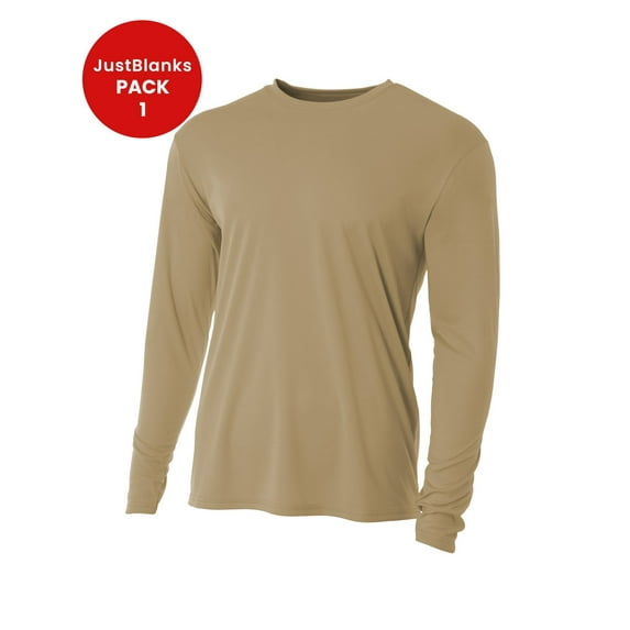 JustBlanks Mens Crew Neck T Shirt Long Sleeve Cooling Performance