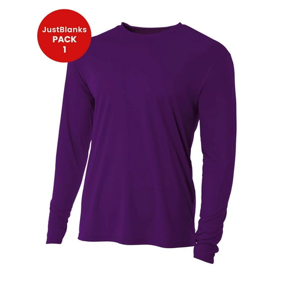 JustBlanks Mens Crew Neck T Shirt Long Sleeve Cooling Performance