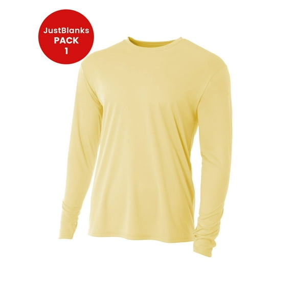 JustBlanks Mens Crew Neck T Shirt Long Sleeve Cooling Performance