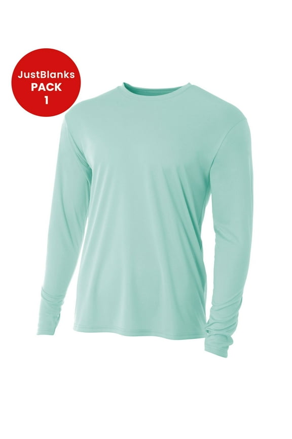 Mens Crew Neck T Shirt Long Sleeve Cooling Performance