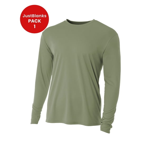 JustBlanks Mens Crew Neck T Shirt Long Sleeve Cooling Performance