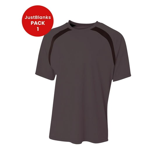 JustBlanks Mens Moisture Wicking Athletic Performance Crew Spartan Color Block Short Sleeve
