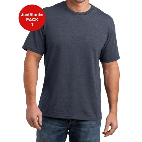JustBlanks Mens Perfect Blend Crew Neck T Shirt Shoulder to shoulder taping 1x1 rib knit neck