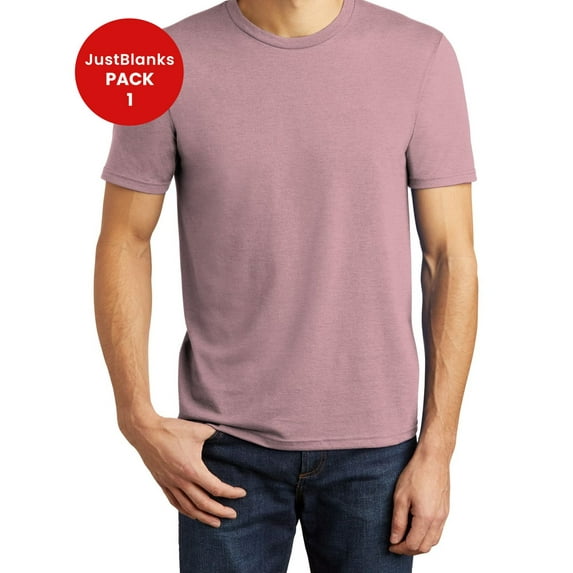 JustBlanks Mens Perfect Tri Shoulder to shoulder taping 1x1 rib knit neck Crew Neck T Shirt