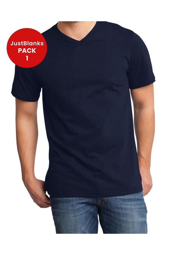 Mens Short Sleeve Very Important Tee Slightly Slimmer Body 4.3-ounce 100% Cotton Shorter SleevesV-Neck T-Shirt for Men - New Navy - 4X-Large
