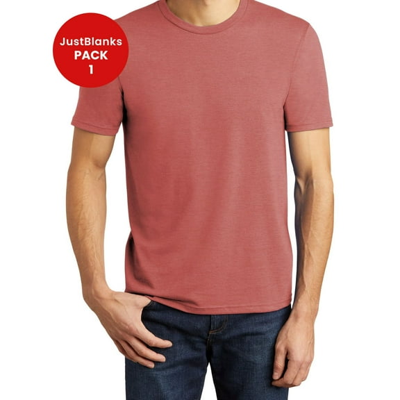 JustBlanks Men's Perfect Tri Tear-away label Shoulder to shoulder taping 1x1 rib knit neck Crew Neck T-Shirt