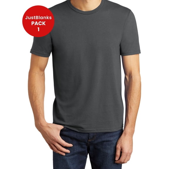 JustBlanks Mens Perfect Tri Shoulder to shoulder taping 1x1 rib knit neck Crew Neck T Shirt