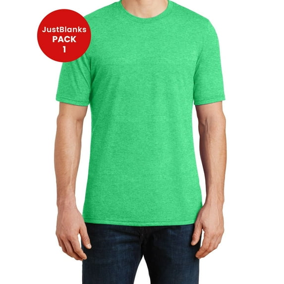 JustBlanks Mens Perfect Tri Shoulder to shoulder taping 1x1 rib knit neck Crew Neck T Shirt